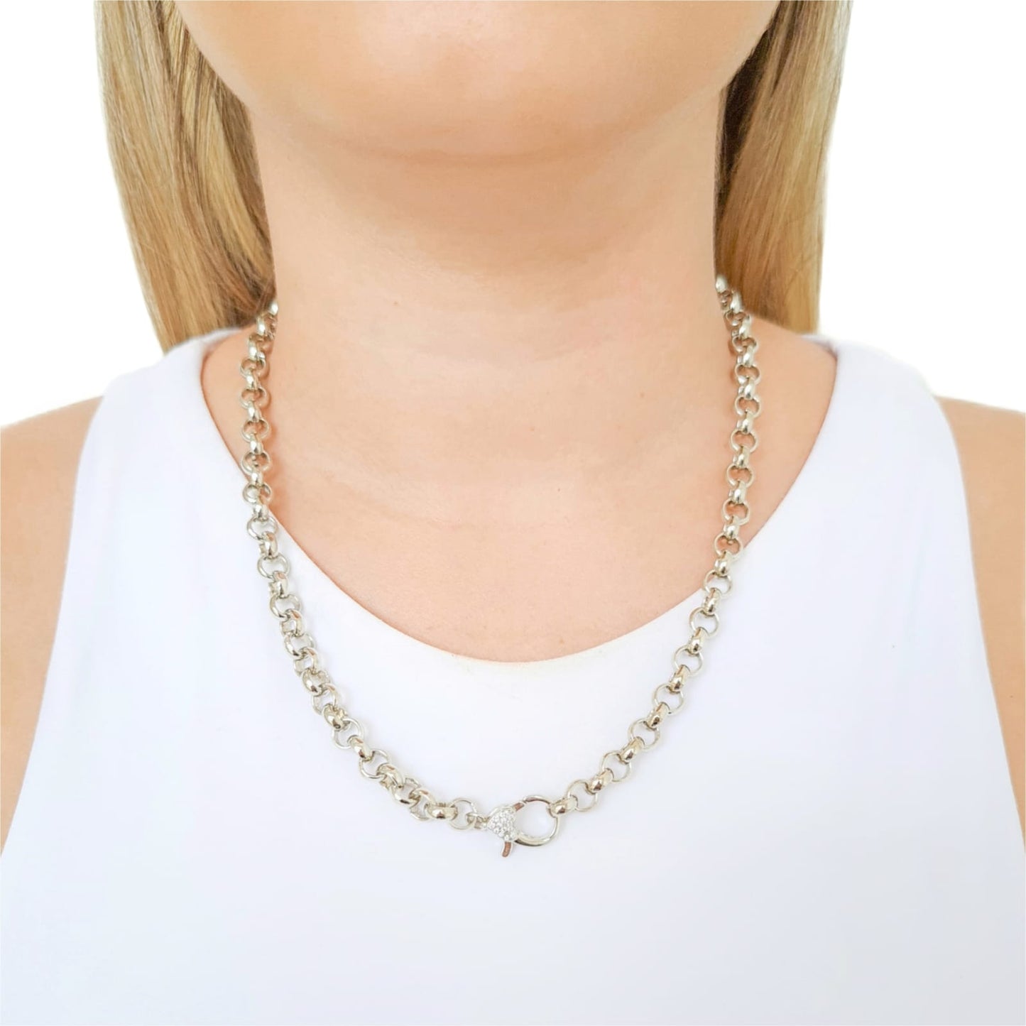 Collier chaîne rolo Livia | Coeur pavé de cristaux