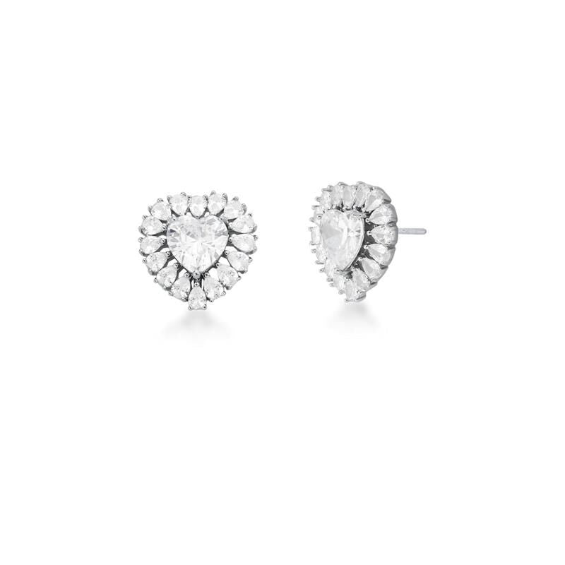Celestia | Heart Earrings with White Crystal