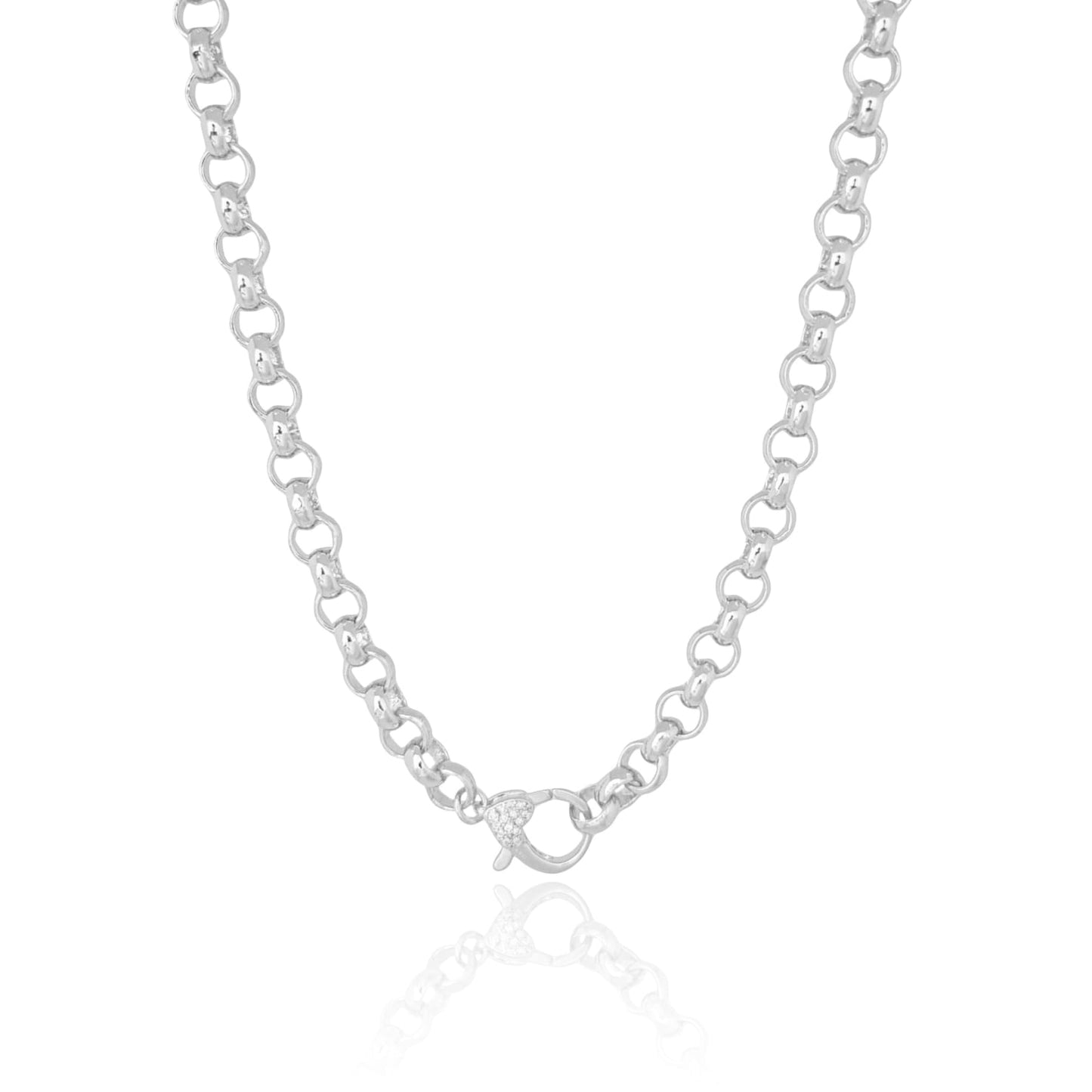 Livia | Heart Crystal Pavé Rolo Chain Necklace