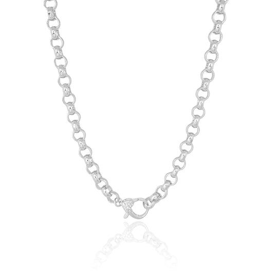 Livia | Heart Crystal Pavé Rolo Chain Necklace