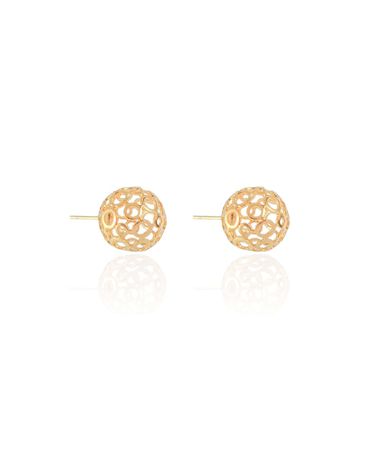 Solara | 18K Gold Hollow Ball Stud Earrings