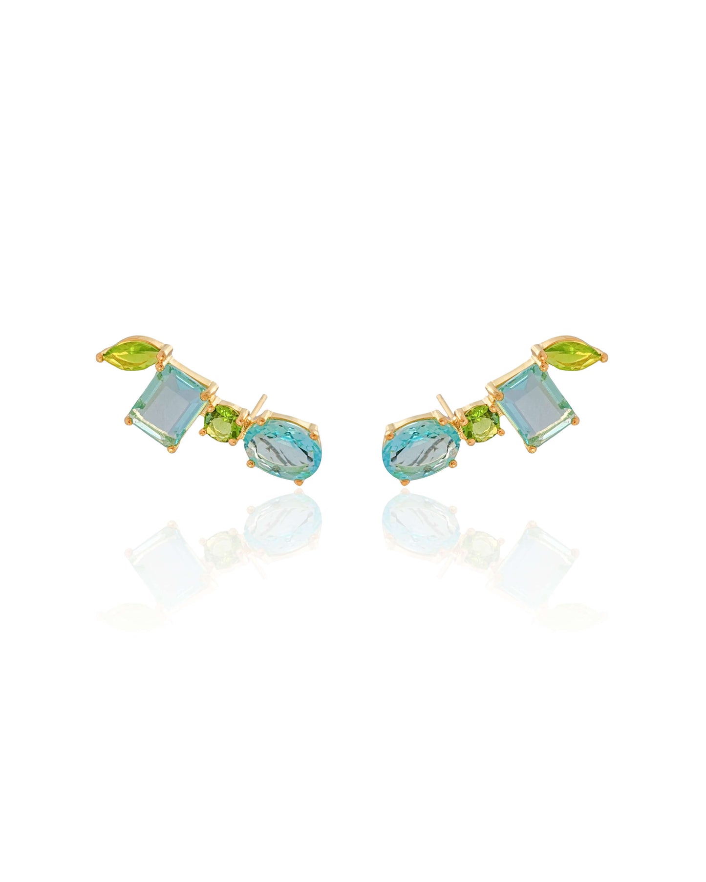 Viva Nature | Colorful Oval Square 18K Gold Earring