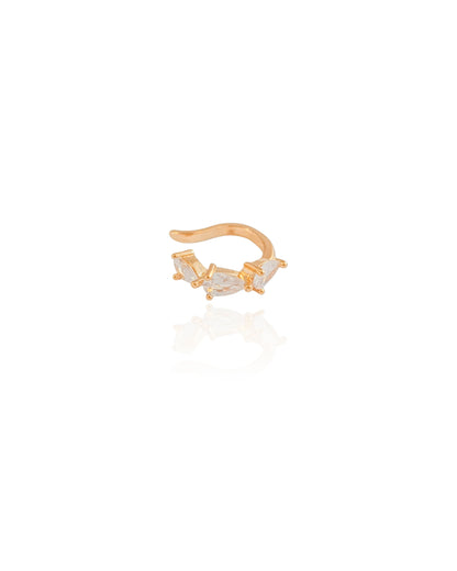 Clarity | Crystal Pavé Teardrop 18K Gold Earcuff