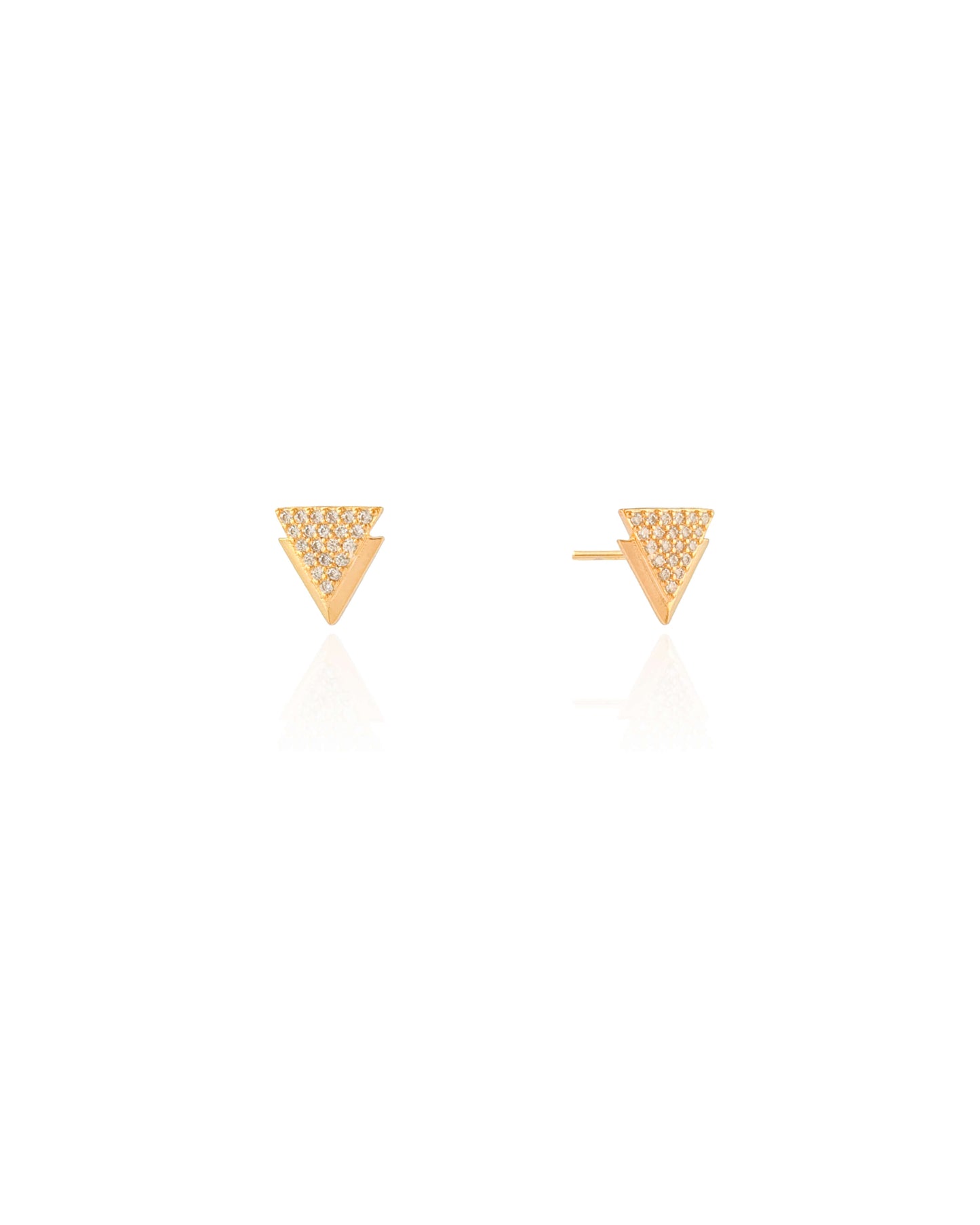 Stella | Pave Triangle 18K Gold Stud Earrings