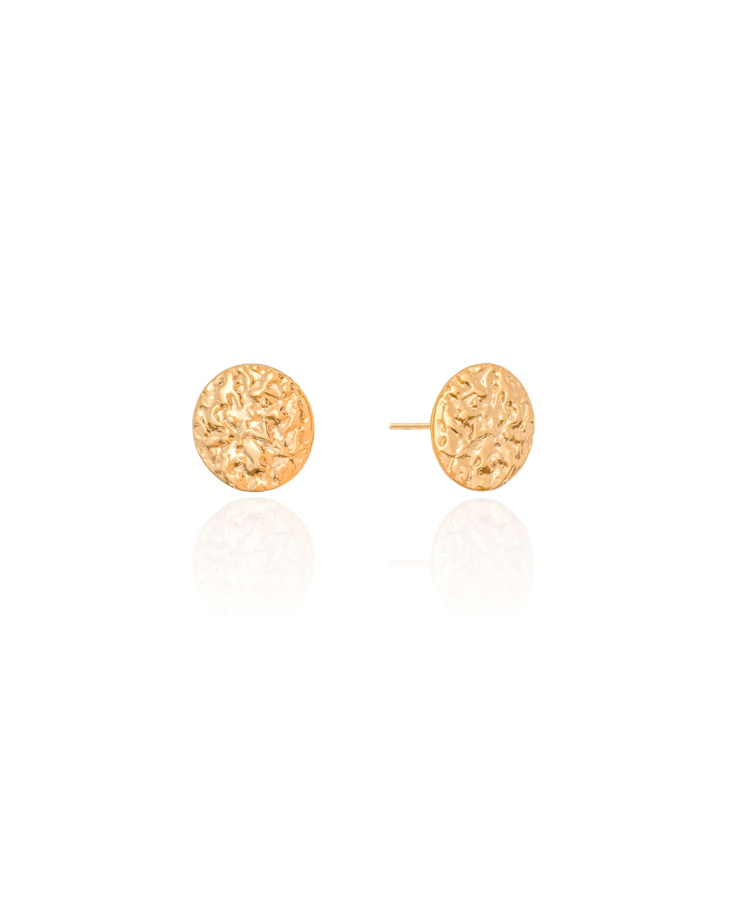 Smooth | Textured Round 18K Gold Stud Earrings