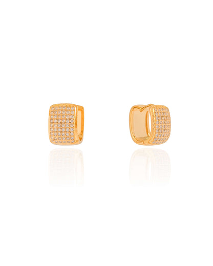 Ember | Zirconia Studded 18K Gold Square Hoop Earrings