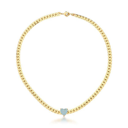 Aqua Charm | Grommet 18K Gold Choker with Aquamarine Heart Pendant