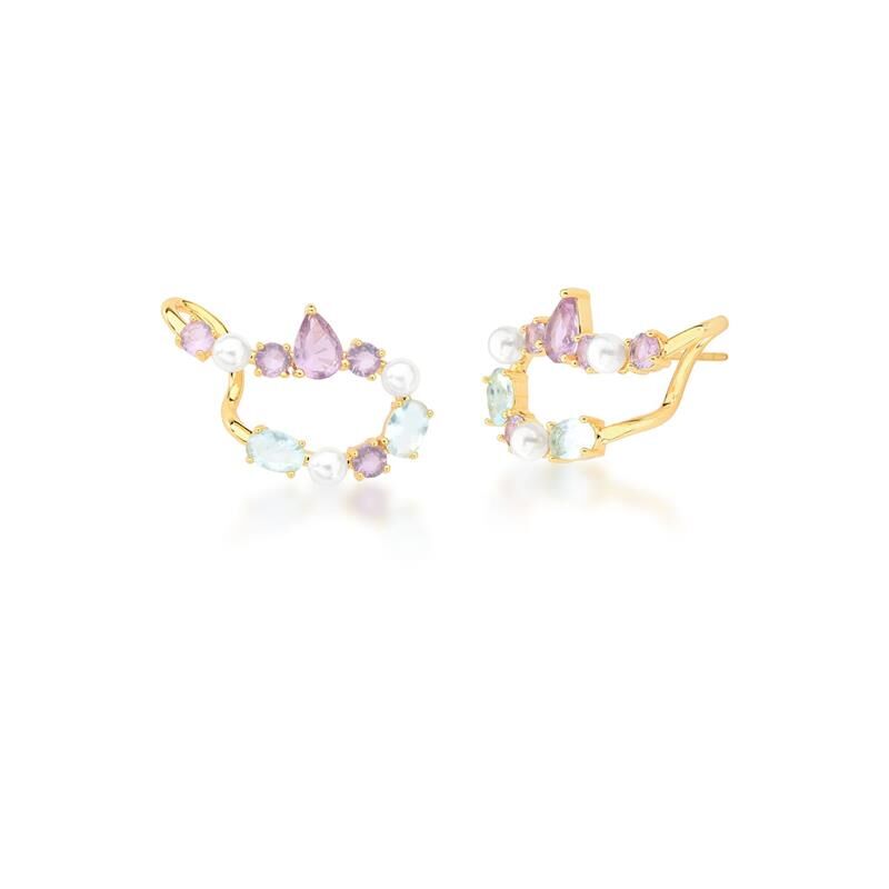 Eden | Crystal Pearl 18K Gold Ear Hook Earrings