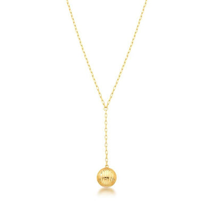 Lyra | Textured Round Pendant Lariat 18K Gold Necklace