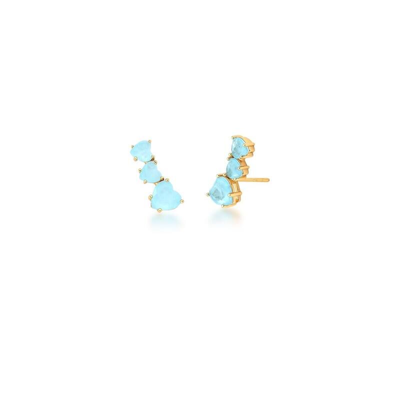 Aura | Heart Turmaline Crystal 18K Gold Earring