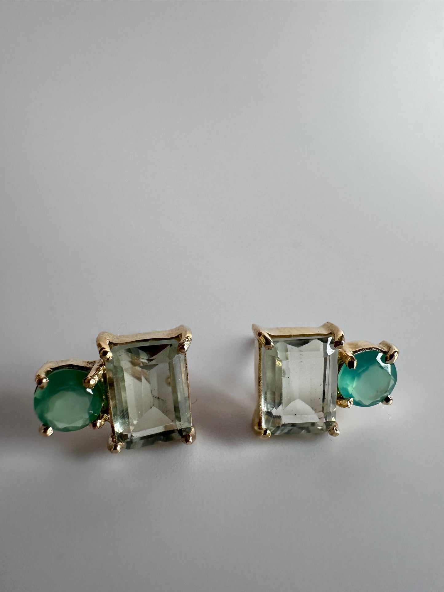 Green Canopy – Prasiolite and  Chrysoprase Studs  Earrings