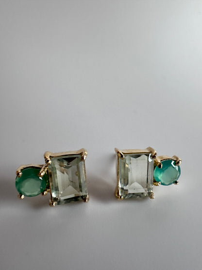 Green Canopy – Prasiolite and  Chrysoprase Studs  Earrings