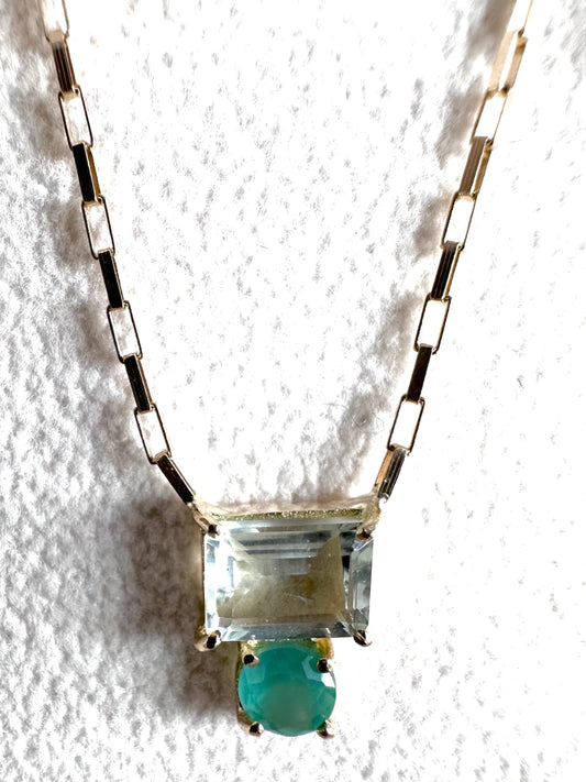 Green Canopy  – Prasiolite + Chrysoprase 18K Gold Pendant Necklace