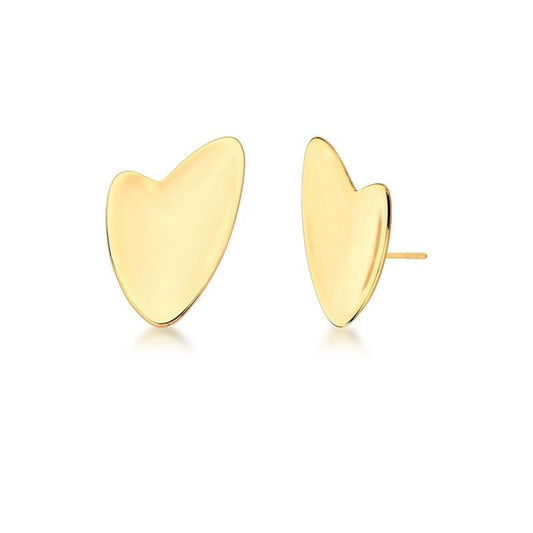 Love C |Curved Heart 18K Gold Earrings