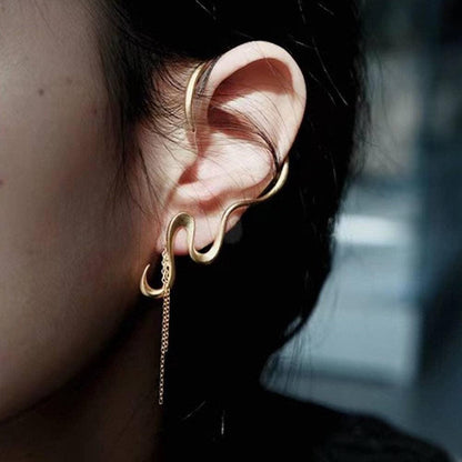 Cici | Chic Look Waved Line Large Ear Cuffs with Piercing - Carol Stoppa Jewelry