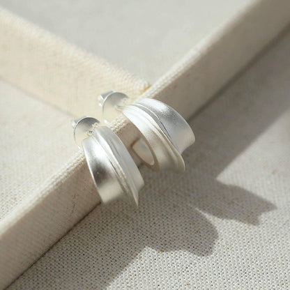 Cici | Sculpture Style Matt Silver Hoop Earrings - Carol Stoppa Jewelry