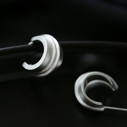 Cici | Sculpture Style Matt Silver Hoop Earrings - Carol Stoppa Jewelry