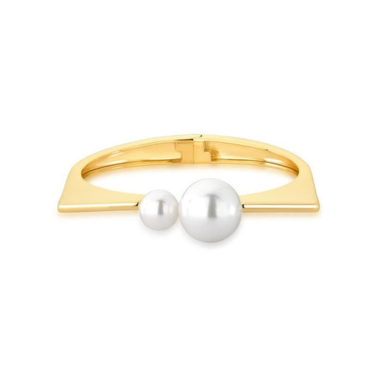 Seashell | Square Pearl 18K Gold Cuff Bracelet