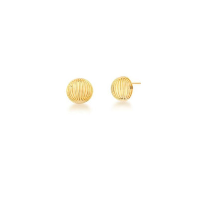 Lyra Studs | Textured Round Stud 18K Gold Earrings