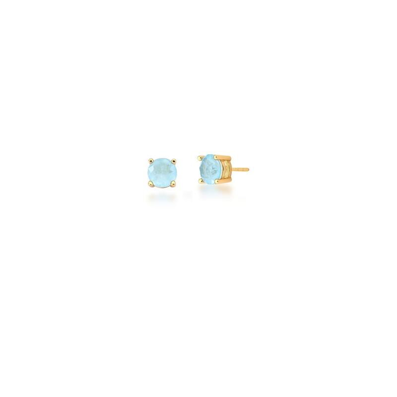 Aquamarine |  Round Fusion Crystal Stud Earrings