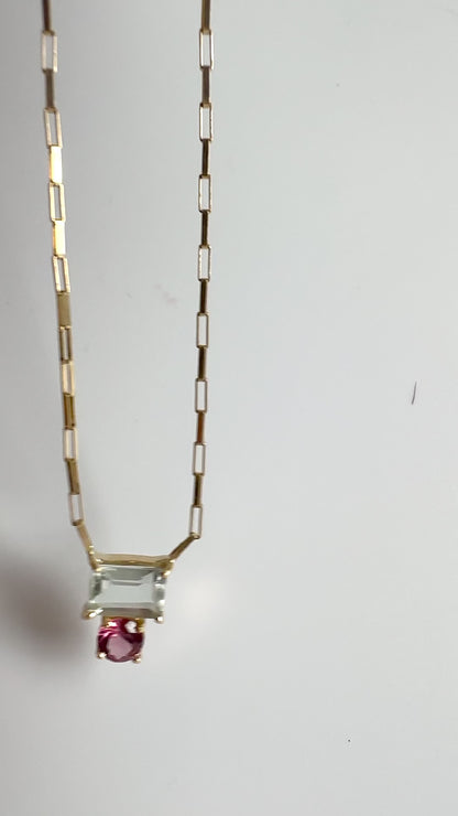 Pink Bloom – Prasiolite + Pink Tourmaline 18k Gold Pendant Necklace