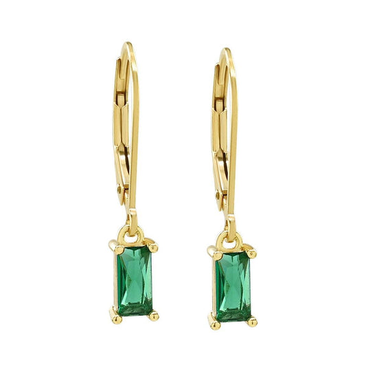 Tiny Emerald Leverback Earrings - Carol Stoppa Jewelry