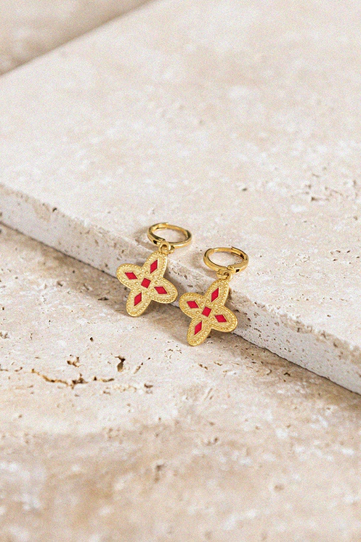 Gold Earrings - Adriana - Red Tangerine - Carol Stoppa Jewelry